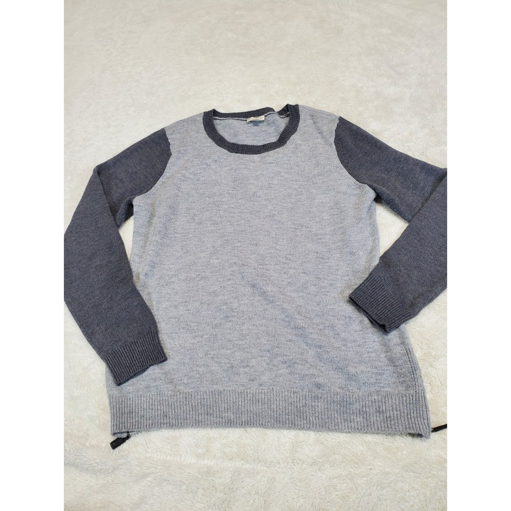 Talbots Petite Gray Colorblock Knit Wool Blend Sweater Medium Casual Classic
